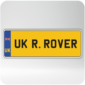 uk Range Rover number plate rear / yellow